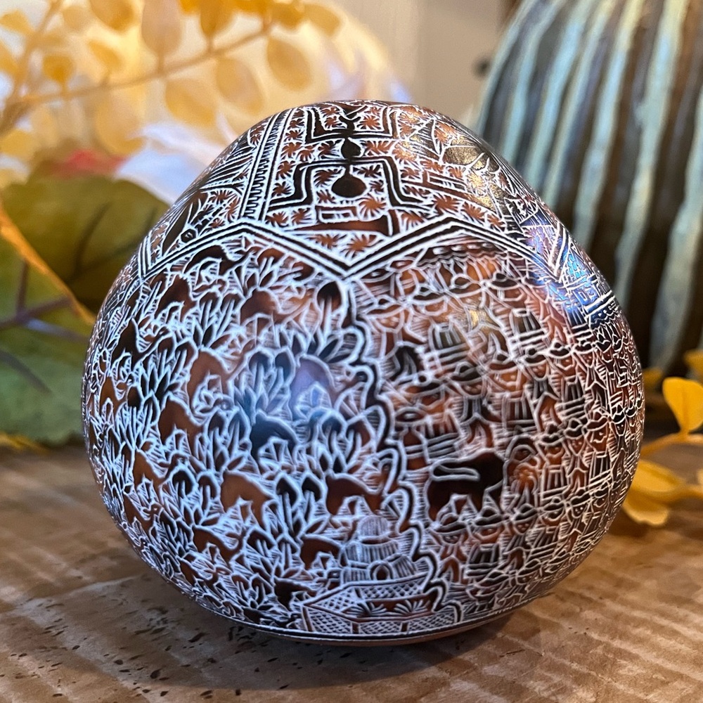 Vintage Peruvian Story Gourd